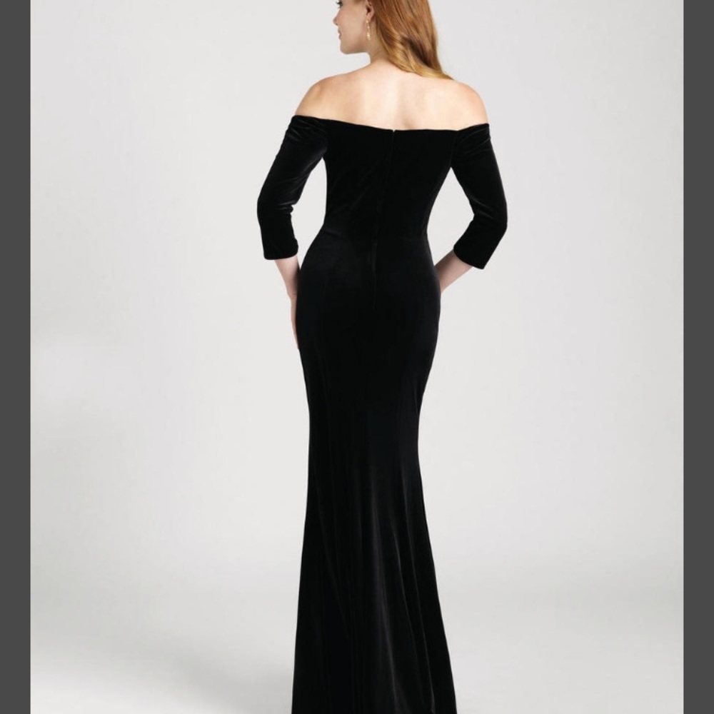 Allure Bridals Black Velvet Off-Shoulder Floor-length Gown Sz 16 #whimsigoth